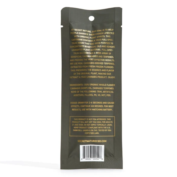 Secret Nature CBD Durban Poison 1200mg Cartridge